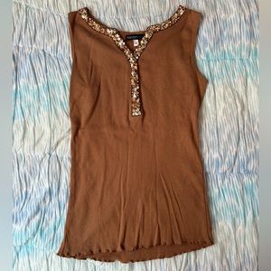 brown tank top with sequins